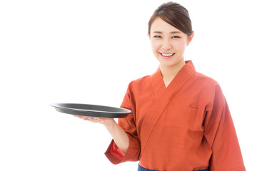 Wall Mural - asian businesswoman on white background