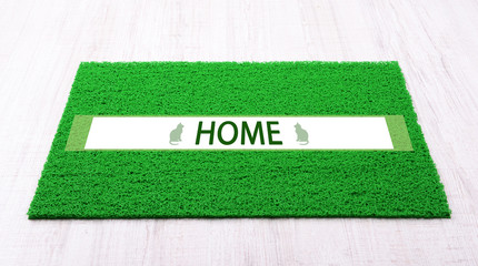 Wall Mural - Green carpet on floor close-up