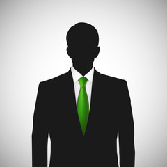 Canvas Print - Unknown person silhouette whith green tie