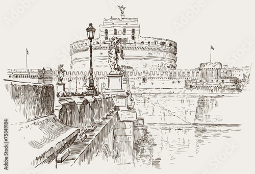 Naklejka ścienna Angel Castle sketch
