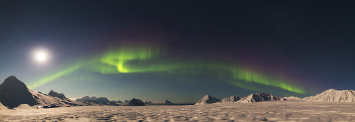 panorama - northern lights - arctic landscape