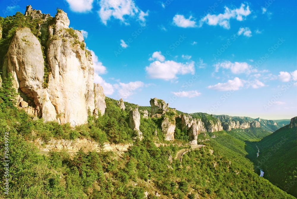 Les falaises des Gorges du Tarn - obrazy, fototapety, plakaty 