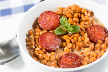 Wall Mural - Lentils with sausage