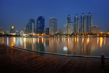 city scape of benchakitti public park important landmark in hear