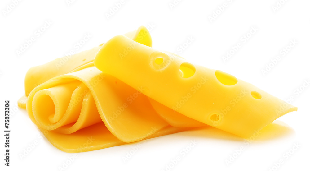 Sliced cheese isolated on white