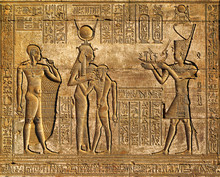 Hieroglyphic Carvings In Ancient Egyptian Temple