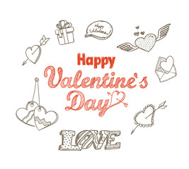 Poster - 14th February collection. Happy Valentine`s Day elements