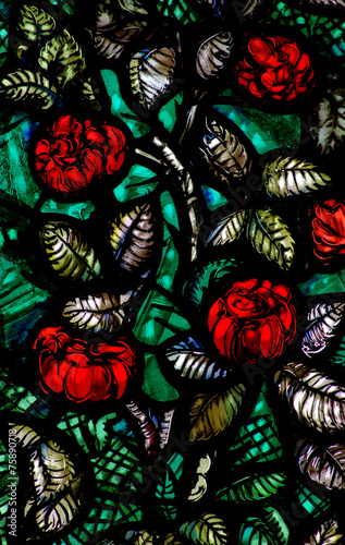Naklejka na drzwi Flowers (roses) in stained glass