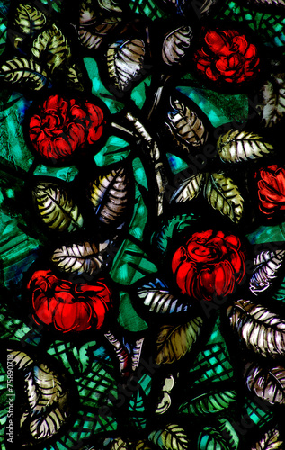 Obraz w ramie Flowers (roses) in stained glass