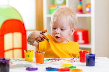 kid painting at home