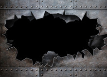 Hole In Metal Armor Steam Punk Background
