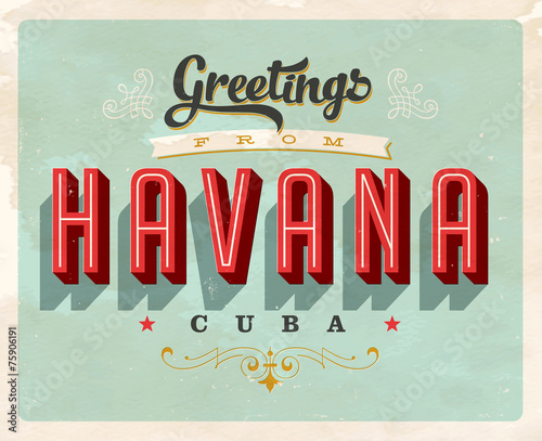 Vintage Touristic Greeting Card - Vector EPS10 Canvas Print