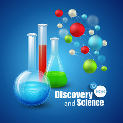 Chemical Science and discovery. Vector illustration. Molecule