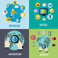 Poster - Navigation, search and business flat concepts