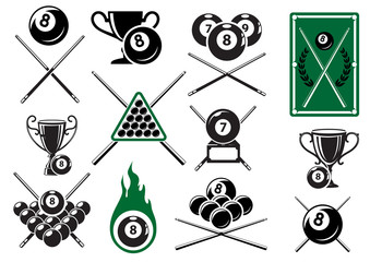 Wall Mural - Billiard, pool and snooker sports emblems
