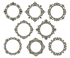 Wall Mural - Vintage floral frames set