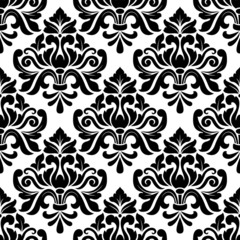 Poster - Black and white damask seamless pattern