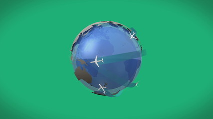 Aufkleber - Airplanes flying around earth graphic