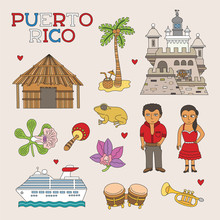 Vector Puerto Rico Doodle Art For Travel And Tourism