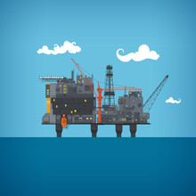 Sea Oil Platform, Vector Illustration