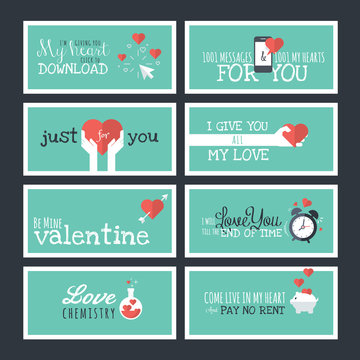 Modern flat design Valentines day greeting cards and banners