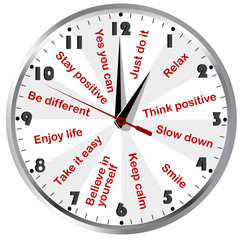 Clock with motivational and positive thinking messages