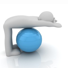 3d man exercising position on fitness ball. My biggest pilates s