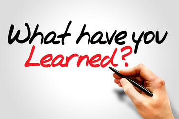 Wall Mural - hand writing what have you learned?, business concept