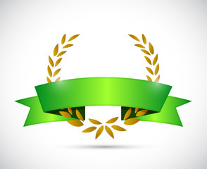 gold laurel and green ribbon. illustration design