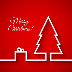 Wall Mural - Christmas tree with gift box in flat style on christmass
