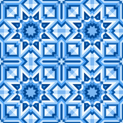 Wall Mural - Paterned floor tiles in blue colors - vector illustration