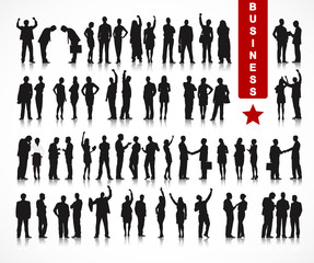 Poster - Silhouettes Business People Row Team Teamwork Concept