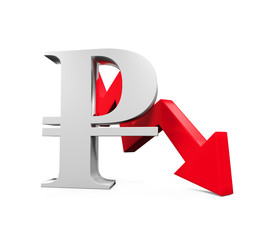 Poster - Russian Ruble Symbol and Red Arrow