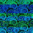 Neon ornate pattern with stripe and paisley. Decorative design