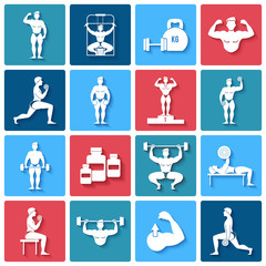 Canvas Print - Bodybuilding Icons Set