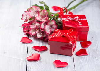 Red gift boxes