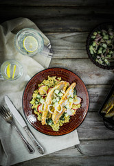 Wall Mural - Grilled catfish with quinoa and radish salad