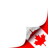 Fototapeta  - Curled up Paper Corner on Canadian Flag Background.Vector