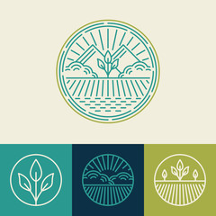 Aufkleber - Vector agriculture and organic farm line logos