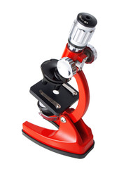 Wall Mural - red microscope isolated on white background