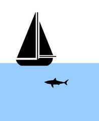 Canvas Print - Requin sous un voilier