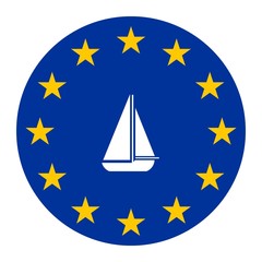 Sticker - Voilier dans un drapeau européen