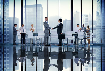 Sticker - Business People Board Room Meeting Handshake Concept
