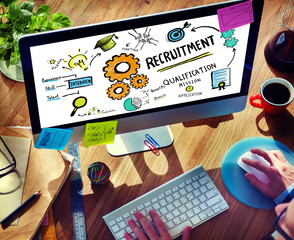 Poster - Businessman Recruitment Digital Devices Searching Concept