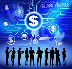 Wall Mural - Silhouettes Currency Business People Global Concept