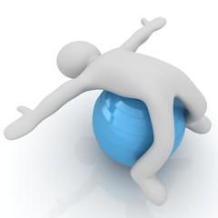 3d man exercising position on fitness ball. My biggest pilates s