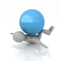 3d man exercising position on fitness ball. My biggest pilates s