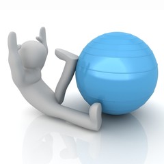 3d man exercising position on fitness ball. My biggest pilates s