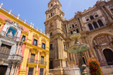 Fototapeta Uliczki - Cathedral Square and the episcopal palace in Malaga, Spain