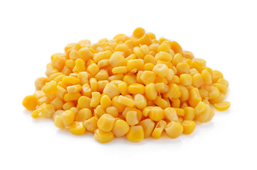 Sweet whole kernel corn on white background